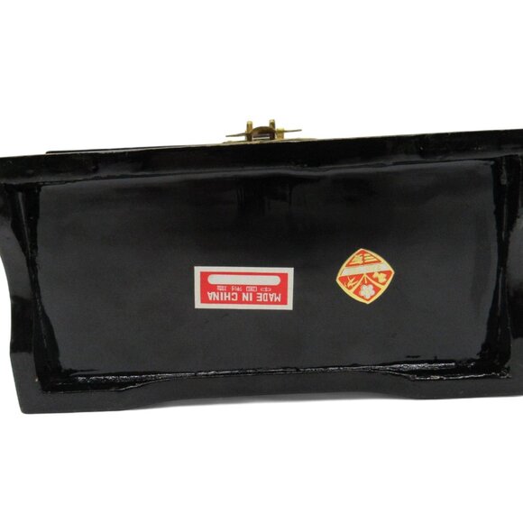 Vintage Oriental Lacquered Wooden JEWELRY BOX 3D Cork Pagoda with Birds - Picture 9 of 13